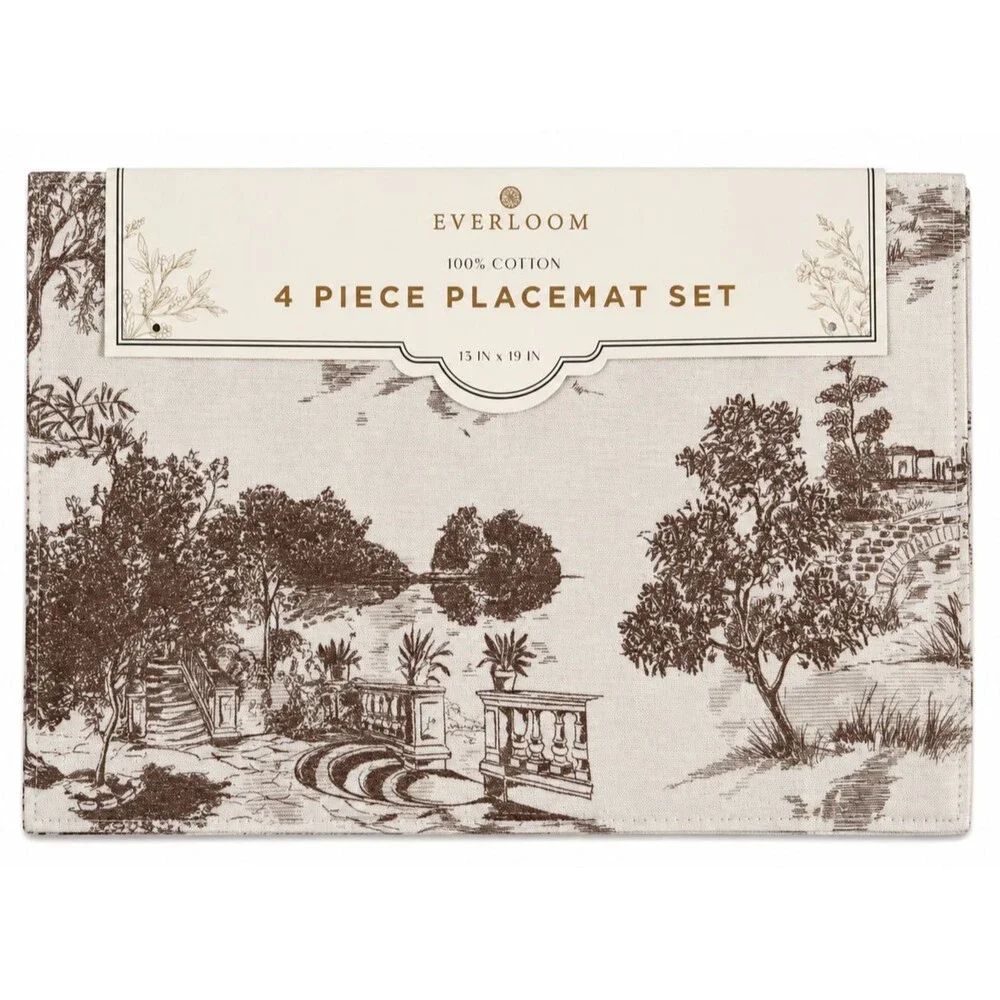 Everloom Equestrian Toile Placemats Set of 4 Horse Scenes Cotton 13x19